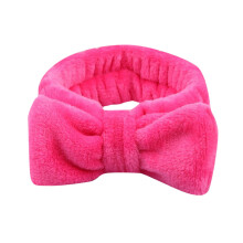 Bowknot Headband Solid Color Rose Red Plush Wide Headband