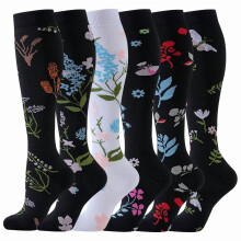 Compression Socks for Women Circulation Knee High 6 Pairs for Nurses, Running, Travel, Athletic，L/XL-Style 5