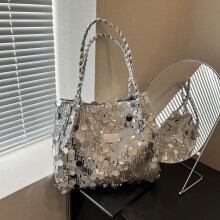 Sparkly Purses for Women, Women's Totes Bags with Zipper and Leather Handle, Trendy Glitter Purses for Women