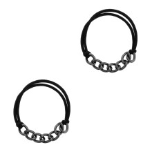 2Pcs Black Metal Chain Hair Tie Elastic Bracelet for Curly Thick Hair
