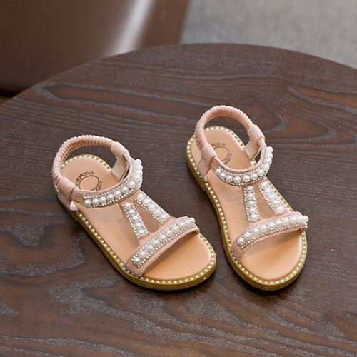 3Stk Khaki Kinder Sandalen PU Leder Mit Perlen 1