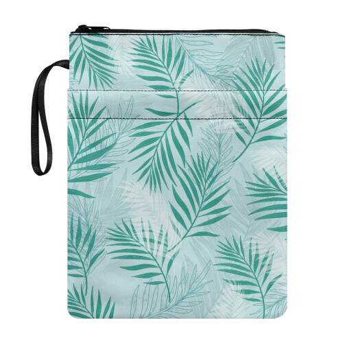 Palm Leaf Print Polyester Zip Book Sleeve