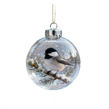 1 Pcs Nature's Birds Crystal Glass Ornament, Winter Birds Christmas Clear Plastic Bauble Collection, Cardinal Ornaments for Xmas Tree Memorial Gifts