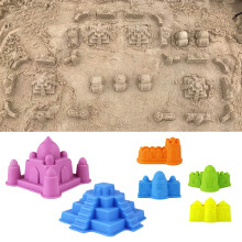 6Pcs Beach Toys, Plastic Castle Sand Molds Sand Toys Kit