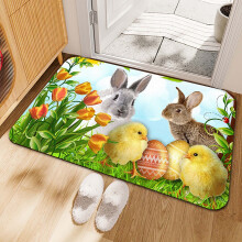 Easter Bunny Egg Decorated Carpet M Cloth