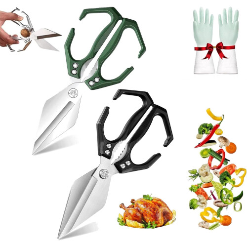 Heavy-Duty Multifunctional Kitchen Shears, compatible with Sharp Stainless Poultry Scissors, Dishwasher Safe, Cut Chicken/Turkey Bones