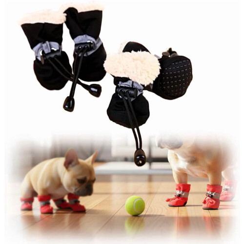 4 τεμάχια χειμερινά παπούτσια για σκύλους – με επένδυση από φλις, ανακλαστικά,