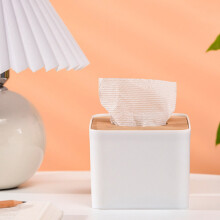 AuroraX Cube Tissue Box Cover Square, Decorative Stylish Paper Towel Dispenser, Thanksgiving Day Kitchen Living Room Dorm Decor (White)
