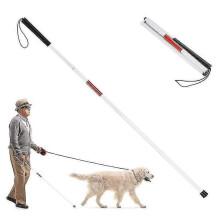 Folding Blind Cane, 125cm Portable Adjustable Aluminum Alloy Collapsible Walking Stick Support Crutch