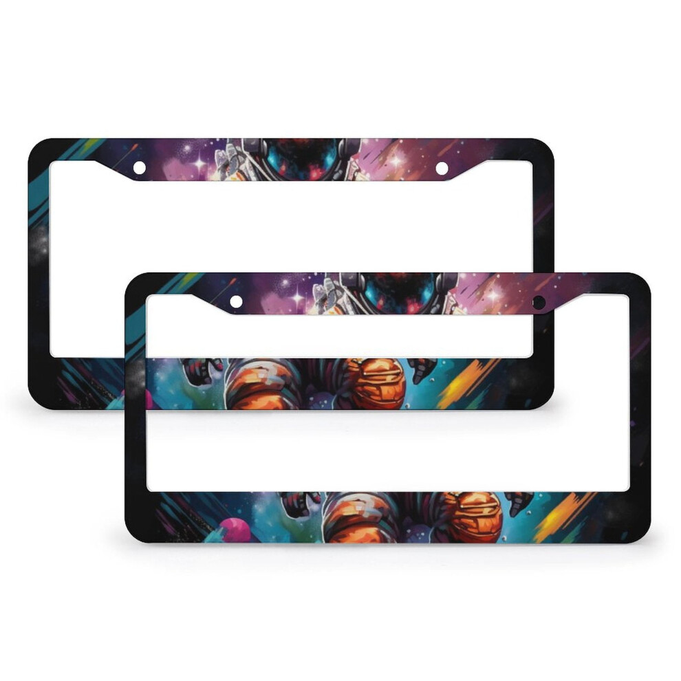 2 Pcs Astronaut Space License Plate Covers Â Metal, 2-Hole, Compatible With Usa/Canada Vehicles 9101399449362