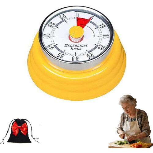 Mechanical Kitchen Timer with Magnetic Base and Easy-Read
