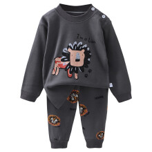 Baby Boy Girl Pajamas Set Cartoon Print Long Sleeve Sleepwear Toddler Pj 2pcs Tops and Pant Clothing Outfits Gray 6-12 Months