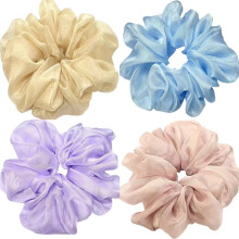 Large satin Scrunchies XL Silk Oversized Scrunchie for Thick long Hair Scrunchy Bobbles Hair Ties Jumbo for Women Girls (coffee)