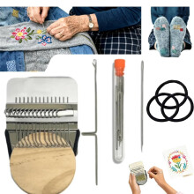 Mini Stainless Steel Weaving Loom Kit for Clothes, Socks & Jeans Mending (42 Holes), Compatible with Pine Household Stitching Machines