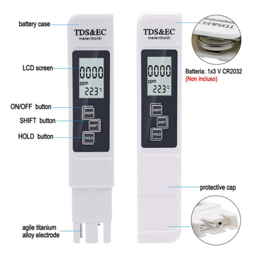 White Digital Water Quality Tester Meter Range Multifunctional Water Purity Temperature Meter TEMP Tester,Multifunctional 1