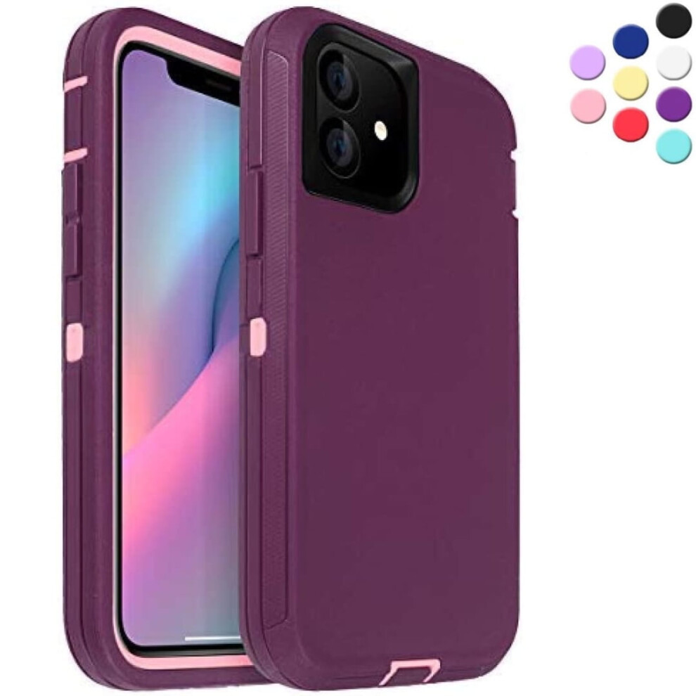 Heavy Duty Case For Compatible With Iphone 11 Shockproof Triple Layer Rugged Case, Purple 9193271965015
