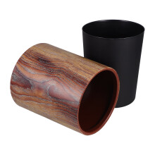 Poubelle de salle de bain, imitation bois, en plastique, ronde, 8 L, pour la maison ou le bureau