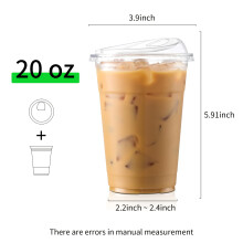 100 vasos de plástico con tapa, envases desechables transparentes para bebidas frías, ideales para café helado y batidos.