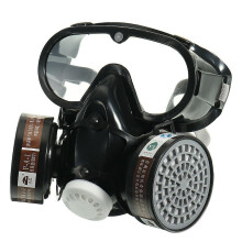 Gas Mask Respirator with Goggles, Military Grade Chemical Dustproof Face Mask, Reusable with Replaceable Filters for Safety Work