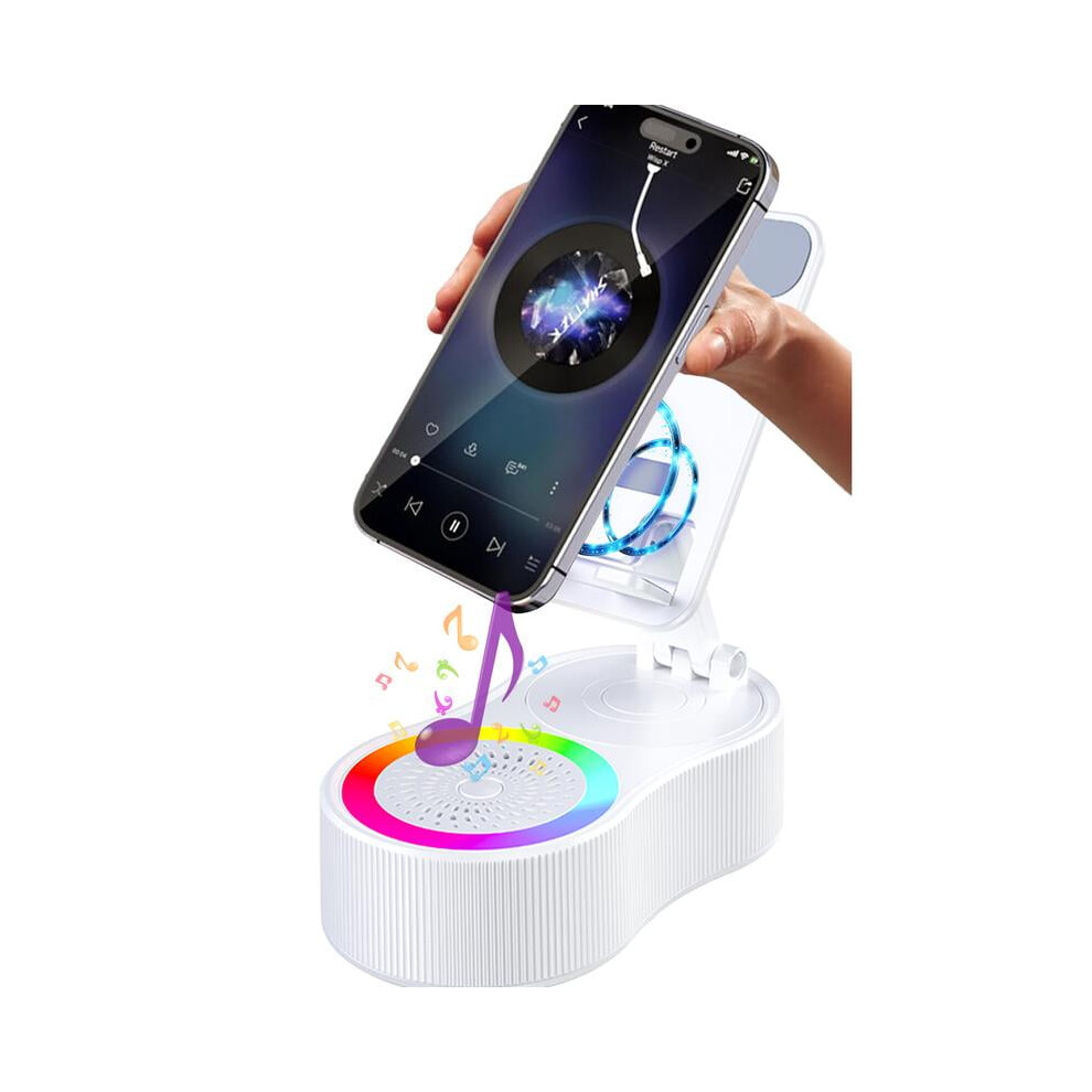 5-In-1 Wireless Induction Bluetooth Speaker, Phone Holder, Power Bank, Emergency Charger & Ambient Â Compatible With Iphone/Samsung Light 9341593613576