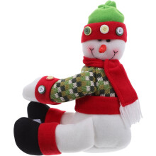 Plush Snowman Tree Topper with Gnome Hugger Decoration