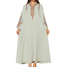 Elegantné dámske vyšívané pulóvrové šaty s dlhým rukávom, župan Abaya na denné nosenie