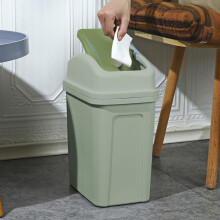 4.5 Gal Trash Can with Swing Lid, Space-Saving Plastic Garbage Bin for Bathroom, Office, Bedroom, Kitchen – Green, compatible with standard liners