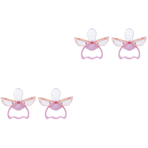 4Pièces Accessoires Bébé Tétine Silicone Rose Simple Résistante 2