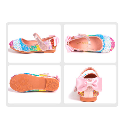 1Paire Chaussures De Danse Rose PU Semelle Durable Enfants 1