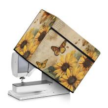 Sunflower & Butterfly Sewing Machine Cover – Soft, Easy-Clean Dust Cover with Storage Pocket, Compatible with All Machines
