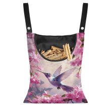 Cherry Blossom Hummingbird Hanging Storage Organizer Clothespin Bag – 2 Pcs, Washable, Heavy Duty, Compatible with Clothesline