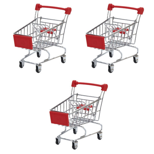 3Pièces Mini Chariots De Rangement Rouges, Accessoires Bébé Solides 2