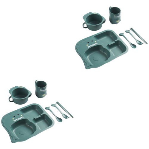 2Ensembles Kit Assiettes Compartimentées Bébé Vert PP 2