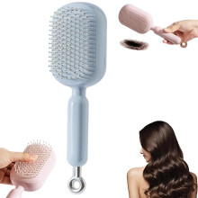 Retractable Cushion Massage Comb, Self-Cleaning & Anti-Static Air Cushion Detangling Brush for All Hair Types – Home, Travel, Office, School Use
