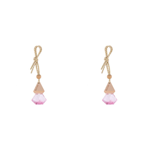 2Pcs Pink Car Hanging Decorations Glass Perfume Diffuser 2
