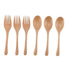 3‑Set Beechwood Fork & Spoon Set – Japanese‑Style Utensils for Family Dinners, Hot Pot & BBQ