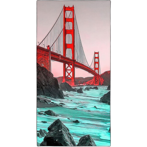 Πετσέτα θαλάσσης Golden Gate Bridge 36"x72", μαλακή πετσέτα μικροϊνών που στεγνώνει γρήγορα