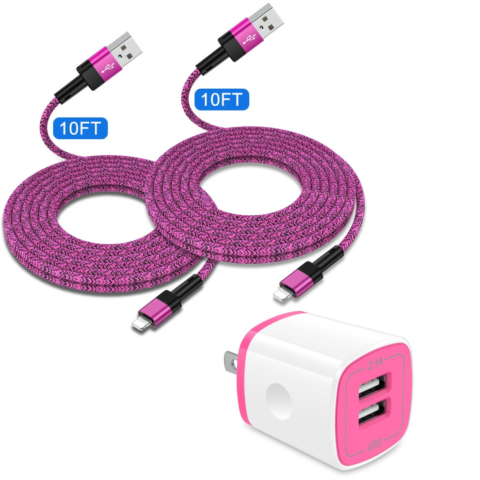 Compatible With Iphone Charger Block, 2.1A Dual Usb Wall Adapter + 210Ft Cables Â Fast Charging For Iphone 14/13/12 Light 9130661052634