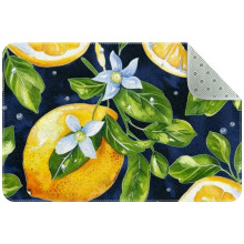 Watercolor Lemon Seamless Pattern Area Rug – Non-Slip, Washable Indoor Door Mat for Kitchen, Bedroom & Living Room
