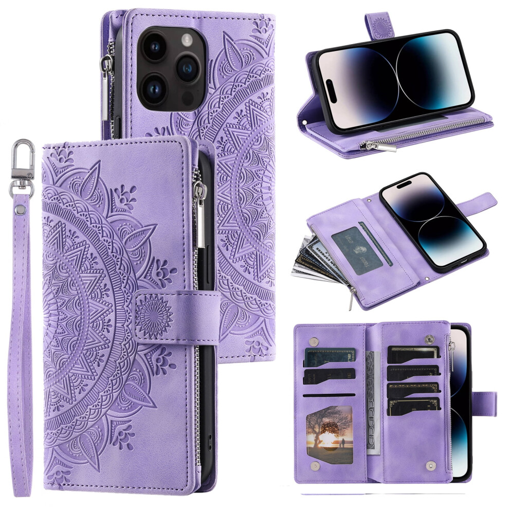 Wallet Case For Iphone Xr Â Embossed Floral, Magnetic Closure, Crossbody Strap, Card Holder & Stand, Shockproof, Purple 9193271963448