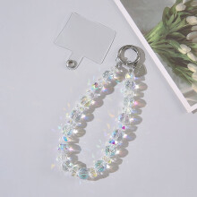 Crystal Beaded Phone Wrist Strap with Tether Tab Sparkling Cute Phone Charm Bracelet Strap for Women