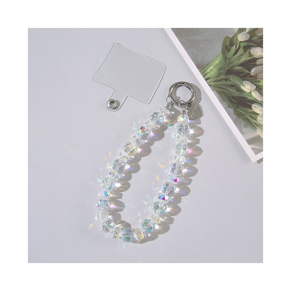 Crystal Beaded Phone Wrist Strap With Tether Tab Sparkling Cute Phone Charm Bracelet Strap For Women 9130661053518