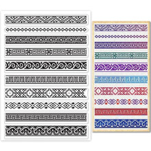 Oriental Style Seamless Lace Clear Stamp, 6.3x4.3", Transparent Silicone Border/Corner Line for Scrapbook, Journal & Card Making