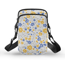 Doppellagige Schultertasche mit Blumenmuster für Damen, 4,33 x 1,97 x 7,09 cm, für Erwachsene, Polyester