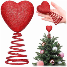 Shiny Red Heart Mini Tree Topper Ornament 5 to 6.3 inches