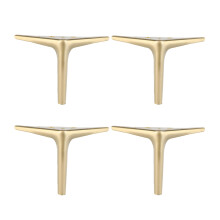 4 stk. trekantede møbelben i metall, 15 cm børstet gull, kompatible med sofa/salongbord/stol og mer