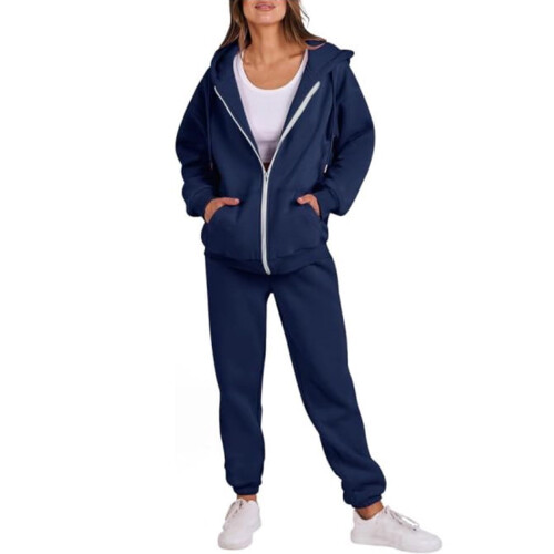Ελαφρύ παντελόνι jogger και σετ φούτερ με κουκούλα με φερμουάρ για γυναίκες, ελαφρύς