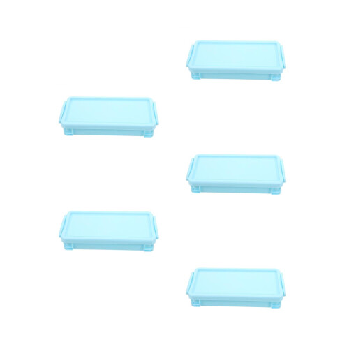 5Pcs Stackable Blue Plastic Pencil Organizer with Snap Closure 2