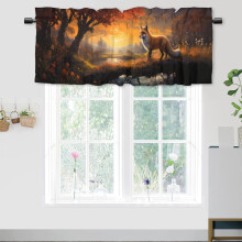 Fox Thermal Insulated Window Curtain Valance, Forest Flowers Lake Wildlife Theme, Rod Pocket, 54x18 in, 1 Panel, Compatible with Standard Rods