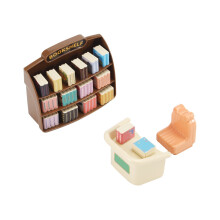 Dollhouse Furniture Kitchen Play Set Bookstore Playground Miniature Refrigerator Set Pretend Play Scene Accessories Toys